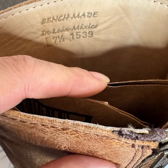 Bed‑Stü Womens Tall Leather Riding Boots Size 7.5 Tan Distressed Tanned Leather - Picture 5 of 9